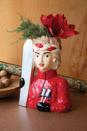 Kalalou Ceramic Snow Skier Women Vase