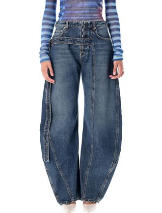 Jean Paul Gaultier Womens Denim Strap Jeans - Blue Cotton - Size 27 (Waist)
