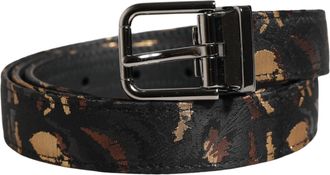 Dolce & Gabbana Womens Multicolor Jacquard Silver Metal Buckle Belt Nylon Calf