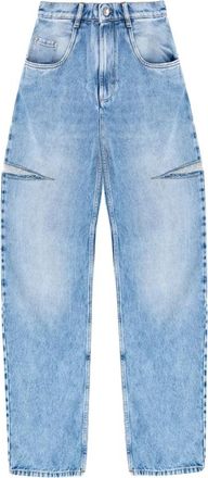Maison Margiela High Rise Baggy Cut Out Jeans - Dames - Loose Fit Jeans - Blauw - XS - Denim - Jeans