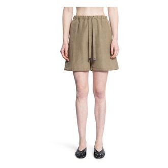 Max Mara Korte Broeken, Dames, Beige, S, Wijde Pijpen Broek