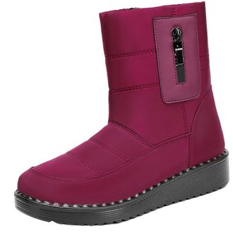 Generic WomenS Ankle Wide Boots Plush Deer Prints Flat Round Toe Lazy Suede Shoes Boots Leather Ankle Boots for Women (Red, 6.5)