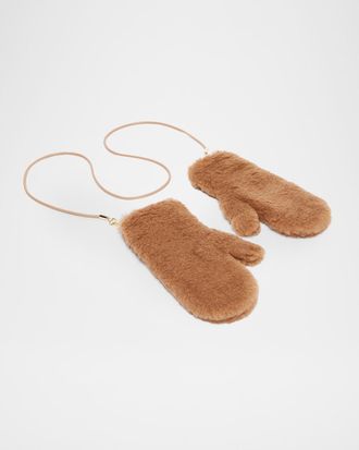 Max Mara Camel Teddy Fabric Mittens