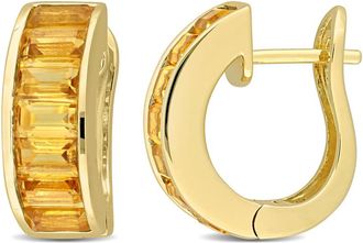 Amour 3 5/8 CT TGW Citrine Hoop Earrings In Yellow Plated Sterling Silver