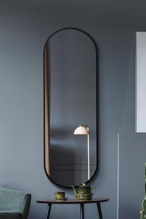 MirrorOutlet Black Metal Framed Double Arched Wall Mirror (180CM X 60CM) | Size: 1 Pack