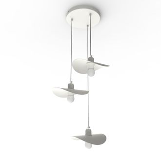 Lumicom Piuma Sospensione Cascata, 3x E27, Max 42w, Metallo, Bianco, D.25cm - Lumicom