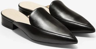 Cole Haan Womens Cole Haan Piper W12888 Flat Black Leather Pointed Toe Mules HAWK2491
