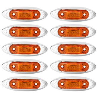OEM Adecuado Para Luces De Posici&oacute;n Laterales Tipo Pira&ntilde;a De 3 Led Color &Aacute;mbar, Paquete De 10 Unidades: Impermeables Y Duraderas