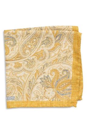 Nordstrom Paisley Silk Pocket Square in Yellow at Nordstrom