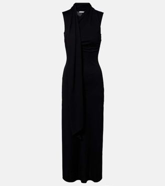 Ami Tie-neck jersey midi dress