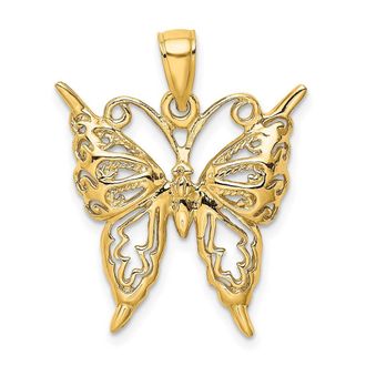 Diamond2Deal 14k Yellow Gold Cut-Out Butterfly Charm