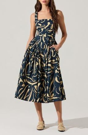 ASTR the Label Vinya Abstract Sketch Print Dress in Navy Sketch at Nordstrom Rack, Size X-Small