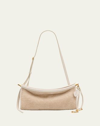 Alaia Le Click Shaved Shearling Small East-West Shoulder Bag