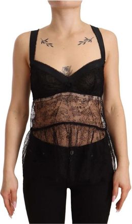 Dolce & Gabbana Zijden Kant Babydoll Lingerie Top - Dames - Tops zonder mouwen - Zwart - S - Tops