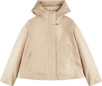 Fay Boxy Cropped High Collar Hooded Jacket