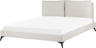 Beliani Cama Con Somier De Chenilla Beige Claro 180 X 200 Cm Base De Listones Doble Moderno Melle