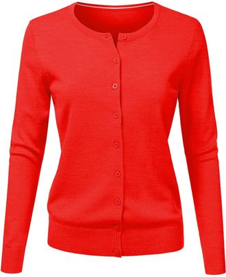 Generic Womens Cardigans Long Sleeve, Cardigans for Women Button Solid Color Summer Cardigans for Women Short Fashion Crew Neck Knitted Waistcoats for Women P