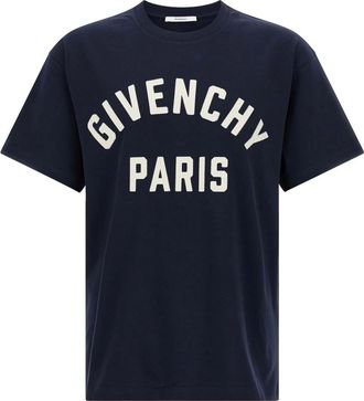 Givenchy Tops, Heren, Blauw, 2Xl, Katoen, Logo T-shirt