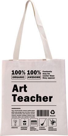 Generic PYOUL Funny Artist Gift 100% Art Teacher Tote Bag Art Lovers Handbag Artist Painter Gift New Art Teacher Gift (100% Art Teacher T)