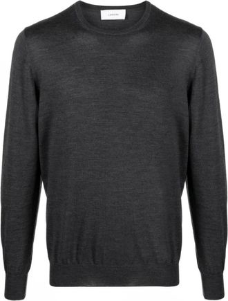 Lardini Charcoal Grey Wool Jumper - Heren - Ronde hals truien - Grijs - L - Wol - Truien & Vesten