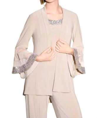 Joseph Ribkoff Flared Top With Mesh Inserts In Latte/silver