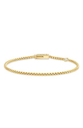 Crislu Layer Up Rounded Box Chain Bracelet in 18Kt Yellow Gold /Clear Stone at Nordstrom, Size 7.5