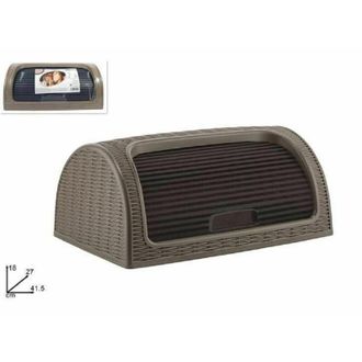 Trade Shop Trade Shop - Portapane Pane Crock Serrandina Grande Rotolo Contenitore Effetto Rattan Marrone