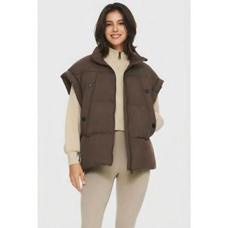 Orolay Oversized Sleeveless Classic Puffer Vest in Coffee at Nordstrom, Size Xx-Large