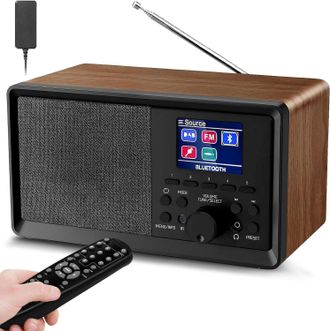 OEM Radio Dab Con Mando A Distancia - Radio Dab Plus Con Bluetooth, Dab+/fm - Retro - Madera - Radio Digital De Cocina - Radio Despertador Con Alarma Dual