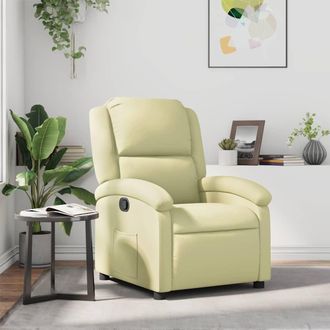 vidaXL Vidaxl - Sill&oacute;n Reclinable De Cuero Aut&eacute;ntico Crema