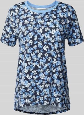 Tom Tailor Denim Comfort Fit T-Shirt aus reiner Baumwolle mit Allover-Muster in Dunkelblau, Größe XS