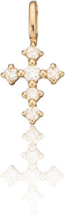 Lily & Roo Solid Gold Individual Brilliant Genuine Diamond Tiny Cross Charm