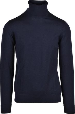 Alpha Studio Cyclist Sweater With High Turtleneck In Navy Blue