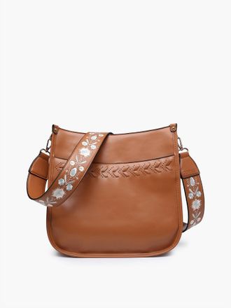 Jen & Co. Womens Pippa Stitch Accent Crossbody Bag In Brown