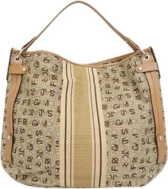 Ferragamo Pre-owned Shoulder Bags, female, Brown, Size: ONE SIZE Pre-owned Nylon Shoulder Bag
