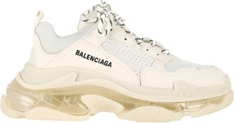 Balenciaga Pre-owned Womens Triple S Clear Sole Sneakers in Cream - Size EU 39