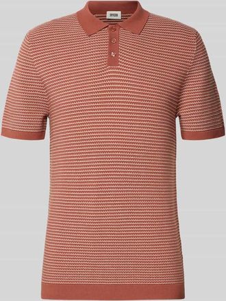 Drykorn Drykorn Slim Fit Strick-Poloshirt mit Strukturmuster Modell BRAIAN in Rostrot, Gr&ouml;&szlig;e XXL