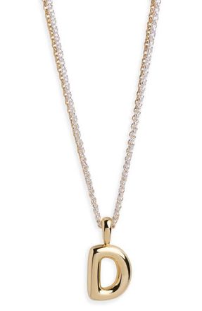 Argento Vivo Puffy A Initial Pendant Necklace in Two Tone at Nordstrom