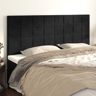 vidaXL Cabeceros 4 Unidades De Terciopelo Negro 80x5x78/88 Cm Vidaxl