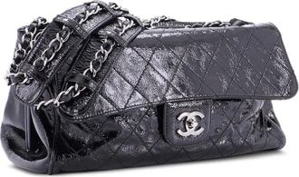 Chanel Ritz Flap Bag Quilted Patent Large shoulder bag - Zwart