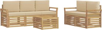 vidaXL Conjunto De Sof&aacute;s De Exterior 6 Uds. Y Beige Poli&eacute;ster Vidaxl