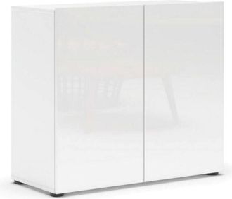 Dmora Credenza Ortoclasio, Aparador Un Estante, Hecho En Italia, 38x90x79h Cm Blanco Brillante