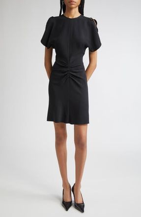 Victoria Beckham Gathered Waist Satin Minidress in Black at Nordstrom, Size 2 Us
