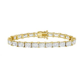 Diana M. Jewels 14kt Yellow Gold 15.00cts Lab Grown East-West Radiant Diamond Tennis Bracelet