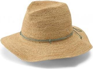 Helen Kaminski Desmonda Packable Raffia Fedora in Natural/seaglass at Nordstrom Rack