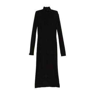 Norma Kamali Maxi Dresses, female, Black, Size: XS Long Sleeve Turtleneck Dress to Midcalf
