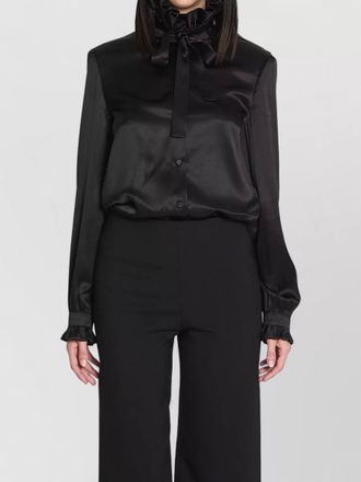 Gucci silk satin shirt bow neck ruffles