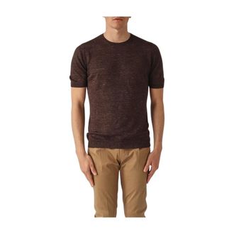 Gran Sasso Maglia m/m in lino - male - Gran Sasso - Round-neck Knitwear - Brown - 2XL - Knitwear