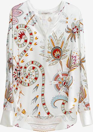 Herzen&rsquo;s Angelegenheit Lang&auml;rmlige Satinbluse mit Print