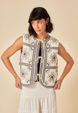 Nobody's Child White Floral Embroidered Gilet